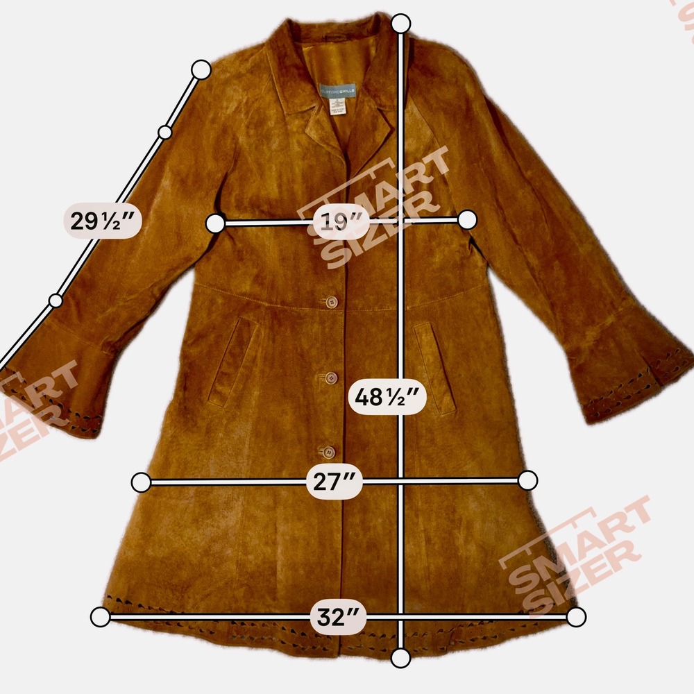 Clifford & Wills Womens 16 Brown Suede Leather Trench Coat Bell Sleeve Boho 90s - Picture 13 of 13